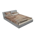thumbnail image 2 of Ambesonne Rustic Fitted Sheet & Pillow Sham Set, Timber Door Log House, Queen, Brown, 2 of 2
