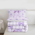 thumbnail image 5 of Erosebridal Letter F Initial Full Size Comforter Sets For Kids Girls,Purple Plaid Bedding Sets For Bow Tie Lover,Reversible,3-Piece, 5 of 7