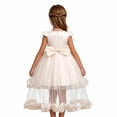 thumbnail image 6 of ZHOGXU Kids Girls Sparkly Short Sleeve O Neck Lace Wedding Dress Puffy Formal Gown With Bow Birthday Party Outfit, 6 of 9