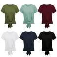 thumbnail image 2 of Summer New Street Fashion Round Neck Tied Short Sleeve Casual T-Shirt Trend Ladies Top, 2 of 6