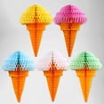 thumbnail image 4 of 5pcs Party Hanging Ice Cream Tissue Paper Honeycomb Ball Decoration for Wedding Birthday Festival Carnivals Gatherings (Random Color), 4 of 4