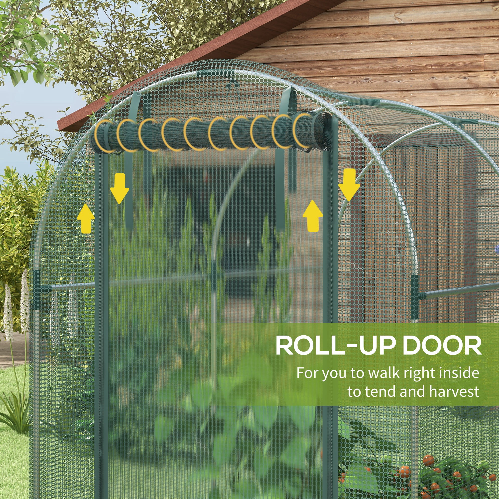 Outsunny 4' x 8' Plant Protection Tent Crop Cage with Zippered Door for Plants, Herbs, Fruits, Green