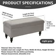 thumbnail image 2 of Jokapy Stretch Velvet Rectangle Ottoman Bench Cover Soft Footstool Slipcover, Gray, 2 of 10