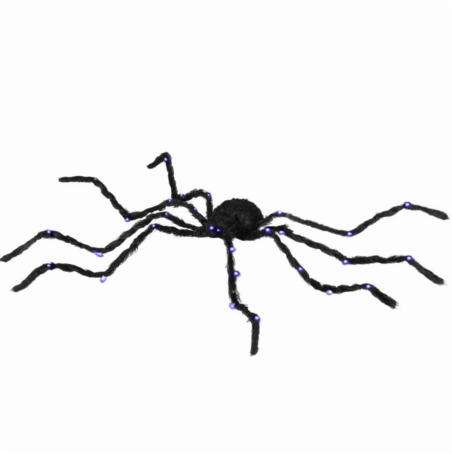 Light-Up Oversized Spider Halloween Decoration 47.2 Inch Purple Glowing Bendable Legs Battery-Operated for Haunted House