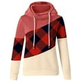 thumbnail image 4 of Pompotops Women Lattice Printed Pullover Hoodies Long Sleeve Drawstring Hooded Tops Sweatshirt, 4 of 5