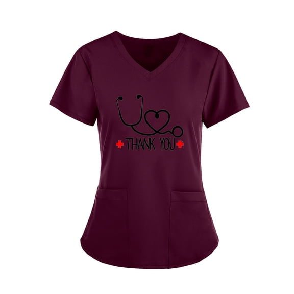 DailyTrove Women's Graphic Print V-Neck Tee - Casual Short Sleeve T-Shirt, Trendy for Casual Outings