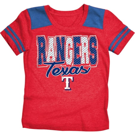 - MLB Texas Rangers Girls Short Sleeve Team Color Graphic Tee