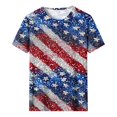 thumbnail image 4 of Moxiu Fourth of July Shirt Women American Flag Summer Tops Round Neck Short Sleeve T Shirt Top Patriotic T-Shirt 2025 Multicolor,M, 4 of 5