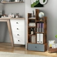 thumbnail image 4 of Costway Industrial Bookshelf Rustic Wooden Shelf Organizer with Non-woven Fabric Drawer Brown, 4 of 10