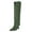 Green, variant on Women Western Crystal Studs High Heel Cowboy Boots Pull On Pointy Close Toe Knee High Boots Holiday Trip Shoes Size 9 Black
