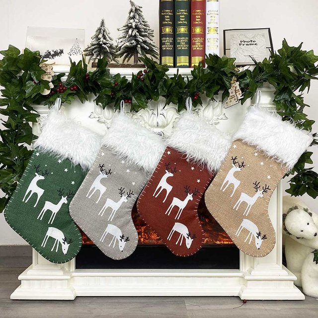 Xihbxyly Calcetín Navideño con Diseño Festivo de Papá Noel y Muñeco de Nieve, Colores Brillantes, Decoración Acogedora para El Hogar, Perfecto para Las Fiestas, 45 Cm de Altura, Artesanía de Alta Cal