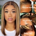 thumbnail image 2 of Highlight Short Bob Wig 13x4 Transparent Lace Frontal Wigs for Women Brown Blonde Short Straight Lace Front Wigs Virgin Hair Replacement P4/27, 2 of 8