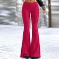 thumbnail image 2 of RUTAYY Women's Flare Pants Elastic High Waist Stretch Knit Slim Fit Versatile Casual Trousers, Red, 2 of 5
