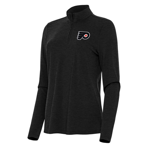 Women's Antigua  Heather Black Philadelphia Flyers Bright Quarter-Zip Top