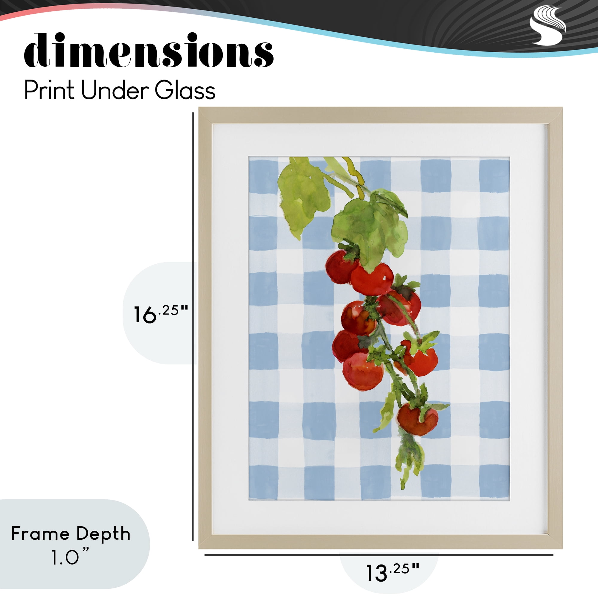 Stupell Industries Vine Ripe Tomatoes on Plaid Birch Framed Print Under Glass, design by Lanie Loreth