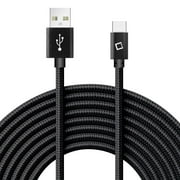 Cellet USB Cable Compatible with Samsung Galaxy S23 Ultra - Extra Long Rugged Nylon Braided Fast Charging and Data Sync USB-C to USB-A (Type-C to Type-A) Cable - (10 Feet) - Black