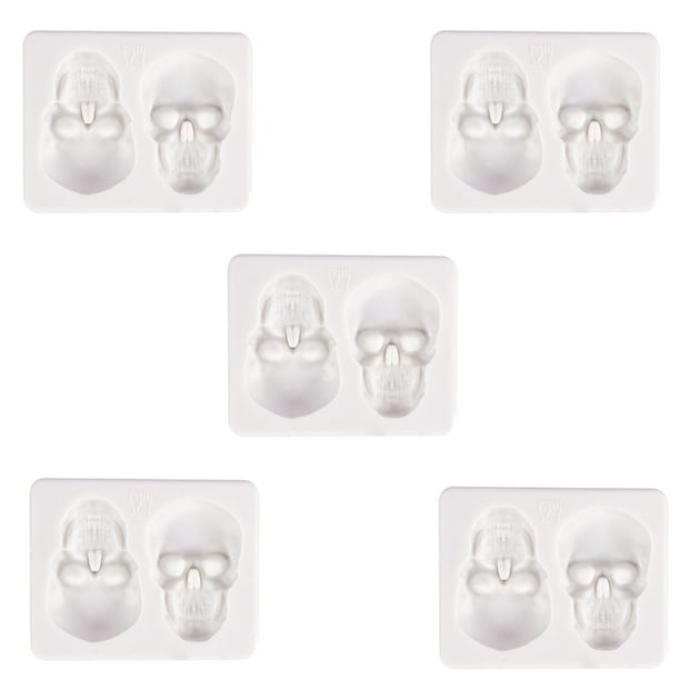Fiudx Molde de Calavera de Halloween, Decoración 3D para Tartas, Moldes Únicos para Cubitos de Hielo, Perfecto para Fiestas de Halloween, Cócteles, Whisky, Hielo de Fusión Lenta, Paquete de 5, Tamaño