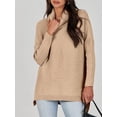 thumbnail image 3 of Sanmadrola Oversized Turtleneck Sweaters for Women 2023 Fall Winter Long Batwing Sleeve Split Hem Jumper Pullover Knit Sweater Tops, Khaki, 2XL, 3 of 8