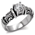 thumbnail image 5 of Women's Stainless Steel Solitaire Engagement Ring with AAA Grade Cubic Zirconia - Size 8, 5 of 5