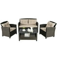thumbnail image 2 of Costway 4PCS Outdoor Rattan Furniture Set Cushioned Sofa Armrest Chair Lower Shelf Brown, 2 of 9
