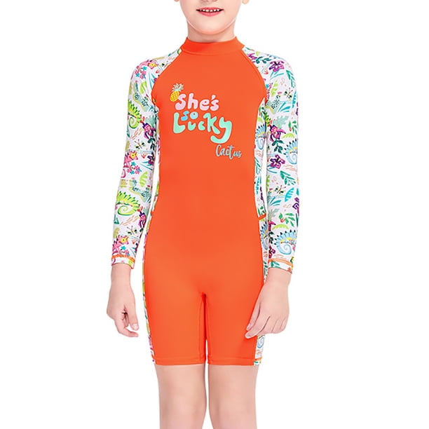 Buceo vela niños traje de traje de baño traje de baño niños traje de baño espalda con cremallera con cremallera ropa de baño para nadar buceo snorkeling naranja xl Advancent OD003662-14