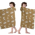thumbnail image 4 of Brown Cartoon Dinosaurs Fossils Pattern Hooded Bath Towel，60"x35" for Ages 3 To 12 Kids, Quick Dry Lightweight Soft Microfiber Hood Beach Towel Cover Up for Kids, 4 of 7