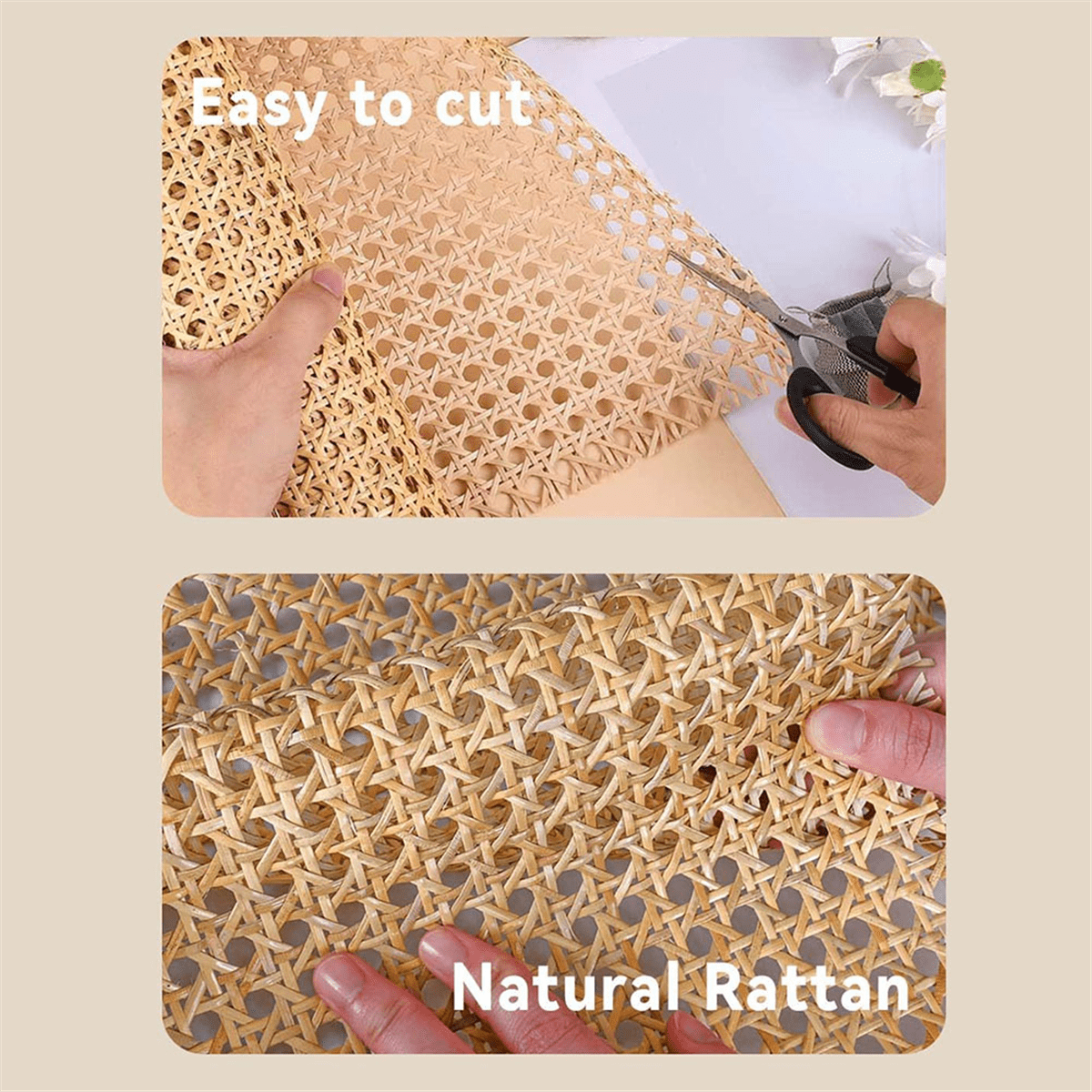16-Inch Wide Natural Rattan Webbing 40-Inch Long (3.3 Ft.) Rattan Webbing Rolls for Furniture,Chairs, Cabinets,Ceilings