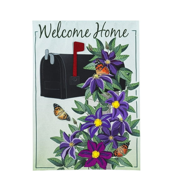 Evergreen Home Clematis Mailbox Garden Linen Flag 12.5 x 18 Inches Indoor Outdoor Decor