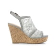 thumbnail image 3 of BLISSFUL STEP Women's Shoes Open Toe Platform Heel Laces Wedge Sandals Grey 5.5, 3 of 8