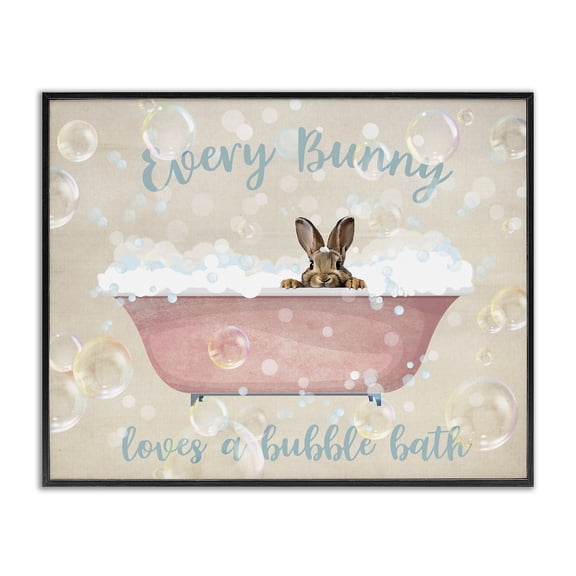 Stupell Industries Farmhouse Every Bunny Loves Baths Black Framed Giclee Art, 14 x 11, by Susan Arnot