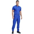 thumbnail image 4 of Zaldita Men's Work Overalls One Piece Mechanics Workwear Lightweight Jumpsuits Short Sleeve Suits Blue L, 4 of 7