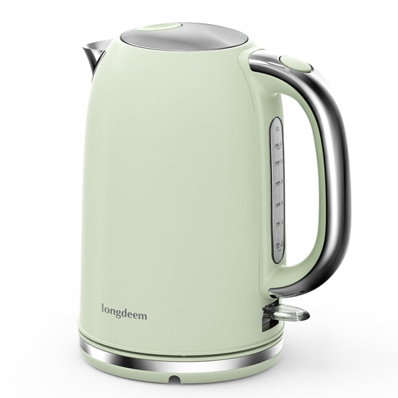 Tetera eléctrica LONGDEEM 1.7L 1500W de acero inoxidable verde