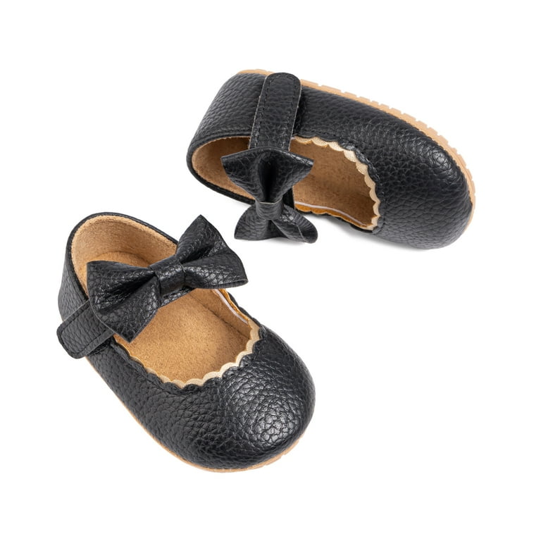 newborn black dress shoes Bonario Baby Girls Infant Mary Jane Bowknot Flats None-Slip Sole Princess Shoes for 3-18 Months, Infant Unisex, baby boy shoes nike