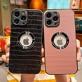 thumbnail image 2 of Cute Crocodile for iPhone 13 Pro Max Case, PU Leather Cases with Metal CD Design Clear Logo Window for Women Girls & Man Slim Soft Silicone TPU Shockproof Protective Cover(Black), 2 of 11