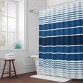 thumbnail image 6 of Minimalist Shower Curtain for Bathroom Decor, Country Dark Blue Gradient Stripes Waterproof Fabric Shower Curtain, 72"x78" Set with 12 Hooks, 6 of 9