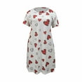 thumbnail image 4 of Chemises de Nuit pour Femmes Grande Taille Robe de Nuit Décontractée pour Femmes Grande Taille Imprimé Cœur Manches Courtes Col Rond Extensibilité Moyenne Nuisette Ample TG, 4 of 4