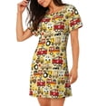 thumbnail image 2 of KLL Chemise de Nuit à Manches Courtes Imprimée pour Femmes Confortable Col Rond Mignonne à Volants, 2 of 6