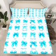 thumbnail image 2 of jejeloiu Kawaii Bowknot Bed Sheets,Cyan Cute Bow King Sheets For Girls Teens 4-Piece, 2 of 7