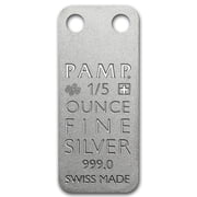 Pamp Suisse Ingot Wave Nautilus Pendant 1/5 oz Silver Bar w/ Box & Bag