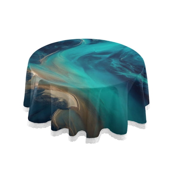 60 inch Round Tablecloth Washable Polyester Table Cloth Excellent wrinkle resistance Applicable to Dining Kitchen Party Holiday Party Unique Terrain