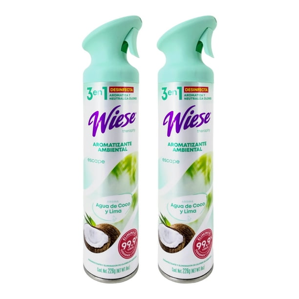 Pack 2 Aromatizantes Wiese Agua de Coco y Lima 226 g Desinfecta, Aromatiza y Neutraliza Olores