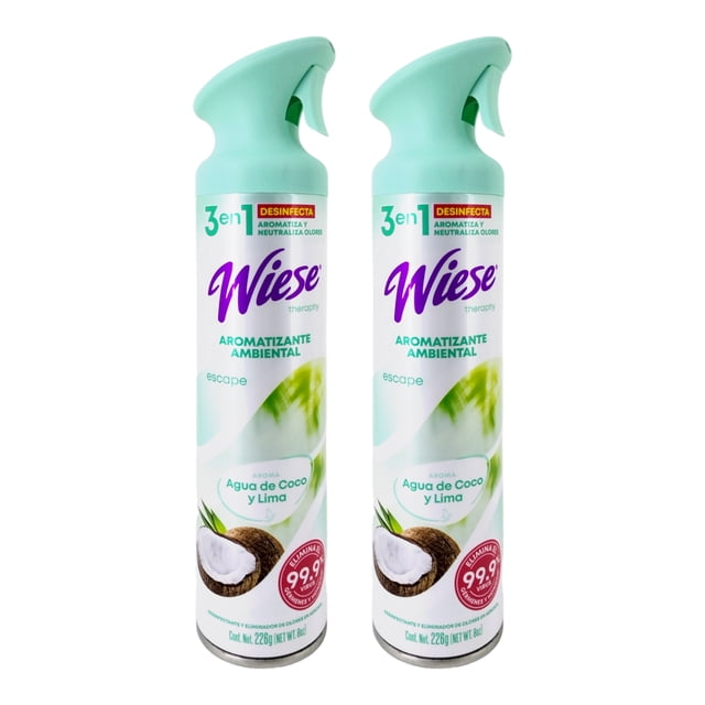 Pack 2 Aromatizantes Wiese Agua de Coco y Lima 226 g Desinfecta, Aromatiza y Neutraliza Olores