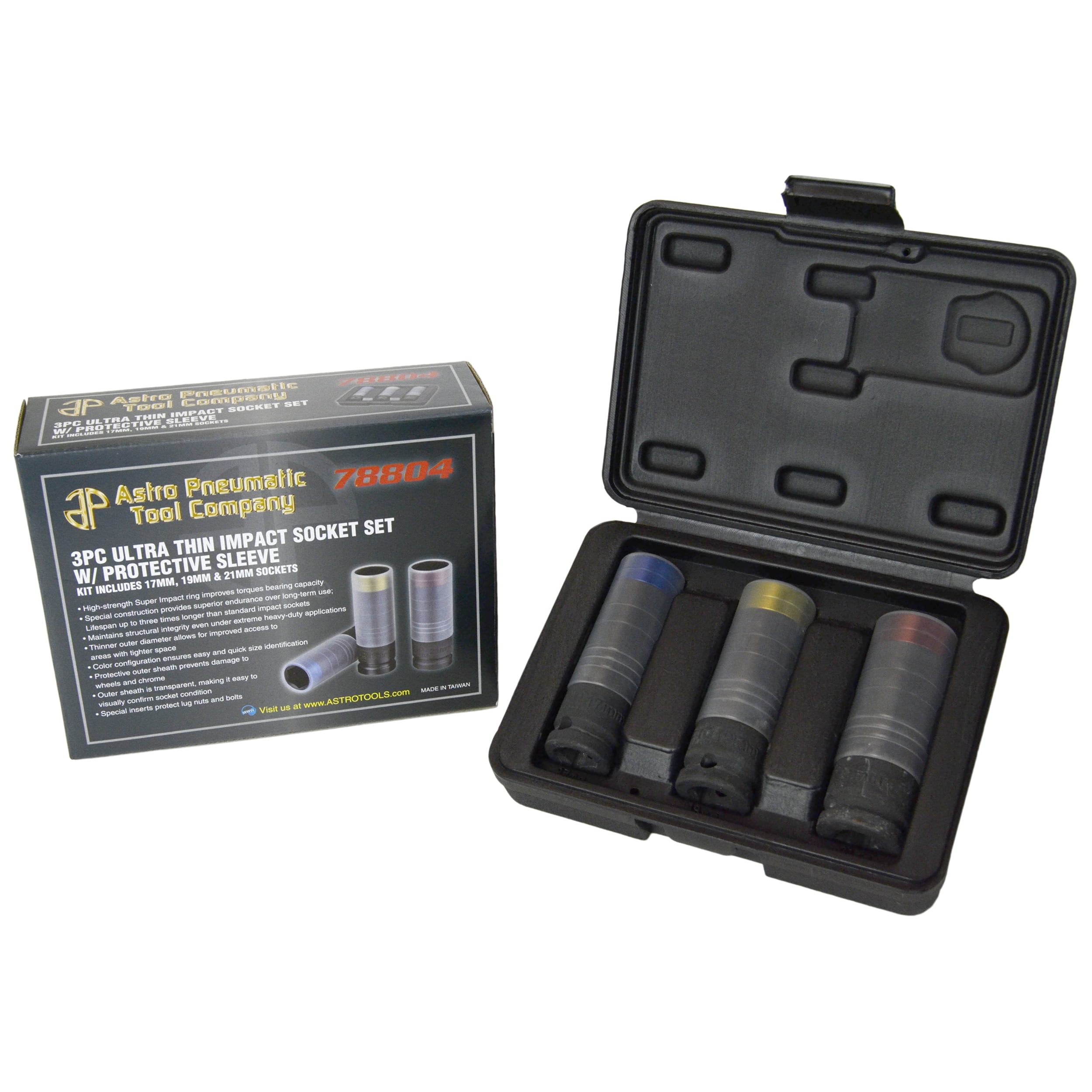 Astro Pneumatic Tools 78804 3Piece 1/2" Drive Ultra Thin Impact Socket