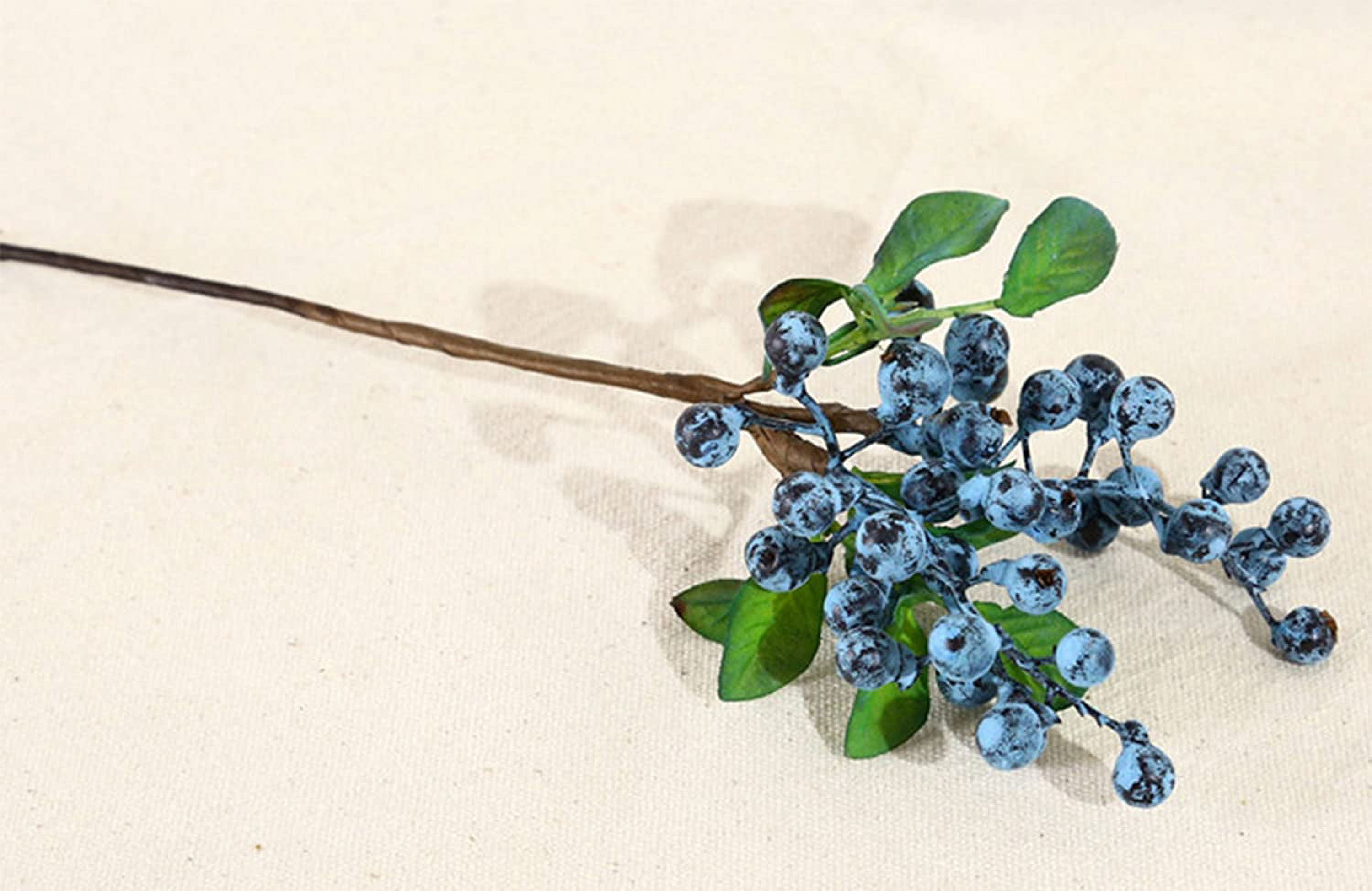 Pack Artificial Flowers California Faux Blueberries Artificial Stems for Decorating Blueberry Picks Fruit Fake Silk Flowers Home Decorative Party Wedding (Blue)