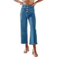 thumbnail image 1 of Pantalon en Jean Extensible à Taille Haute pour Femmes avec Poche et Boutons, 1 of 6