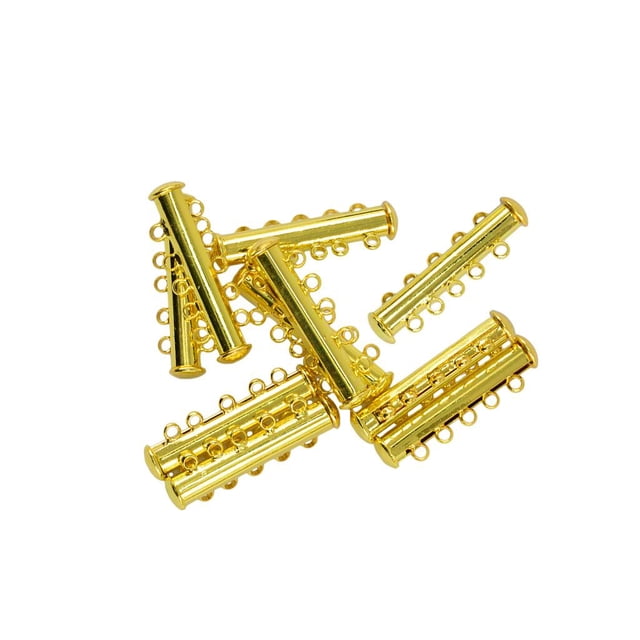 Cierre de Tubo 5 Fila Tube Clasp, Accesorios para DIY Joyería, 21 x 10pcs 6 mm, Color Plata / Oro, 10 Piezas - Oro BLESIY cierres magneticos para pulseras