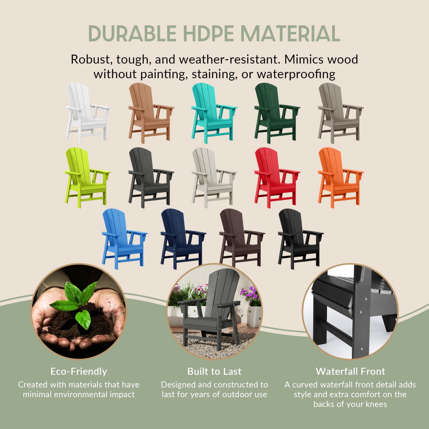 WestinTrends Malibu Adirondack Patio Dining Chairs, All-Weather Poly Lumber, Ergonomic Seat, 330-lb Capacity, Gray