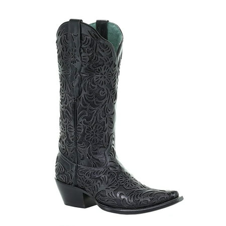 CORRAL Women's Black Full Inlay Snip Toe Cowgirl Boots G1417 (9.5 B(M) (Best Booty On The Web)