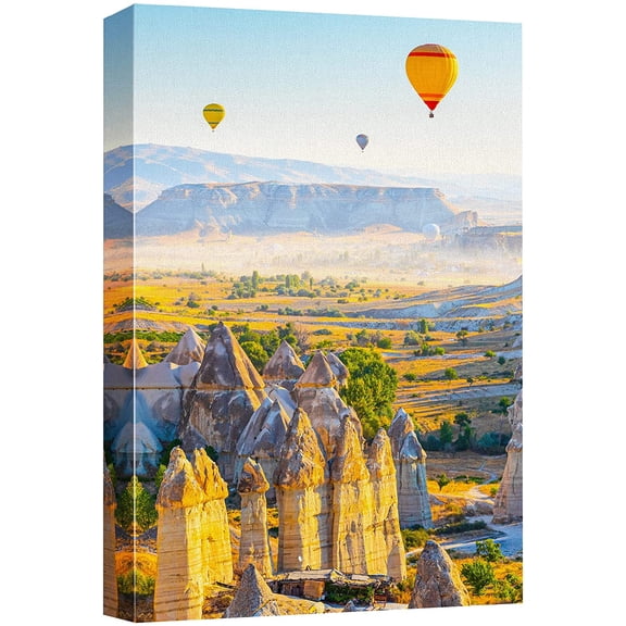wall26 Canvas Print Wall Art Arizona Hot Air Balloon Mountain Valley Nature Wilderness Photography Realism Decorative Landscape Relax/Calm Zen Multicolor for Living Room, Bedroom, Office - 16"x2