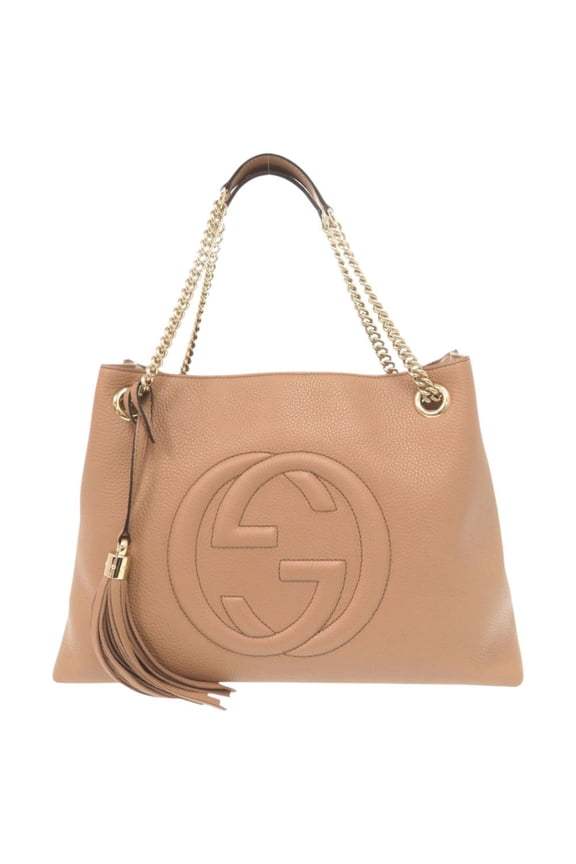 Pre-Owned Gucci Soho Interlocking G 536196 Leather Beige Tote Bag Chain Shoulder 0810GUCCI